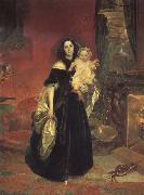 Karl Briullov Portrait of Maria Beck with her daughter oil on canvas